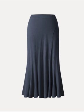 NWT OGL Wrinkle-Resistant Cotton-Linen Pull-on Long Skirt Smoky Navy XL Pockets
